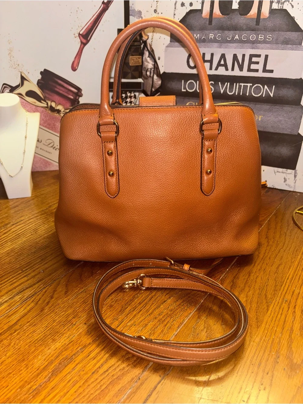 Kate Spade Cobble Hill Maris Cognac Leather Satchel Crossbody